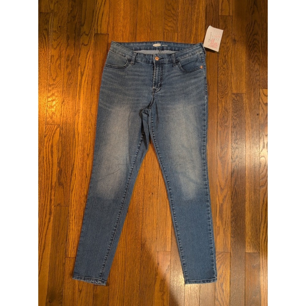 EUC OLD NAVY Womens Mid Rise Super Skinny Jeans Sz 10‎ Med Wash Stretch Jegging